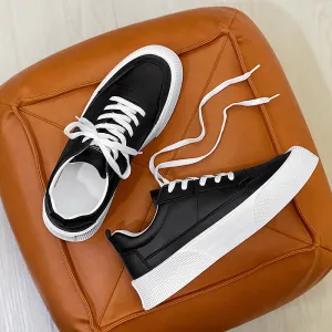 Sports Height Increasing Men's Board Shoes - Leisure Solid Color All-Match with Thick Bottom