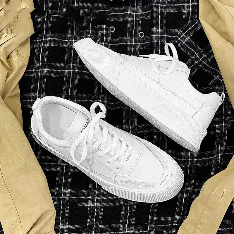 Sports Height Increasing Men's Board Shoes - Leisure Solid Color All-Match with Thick Bottom