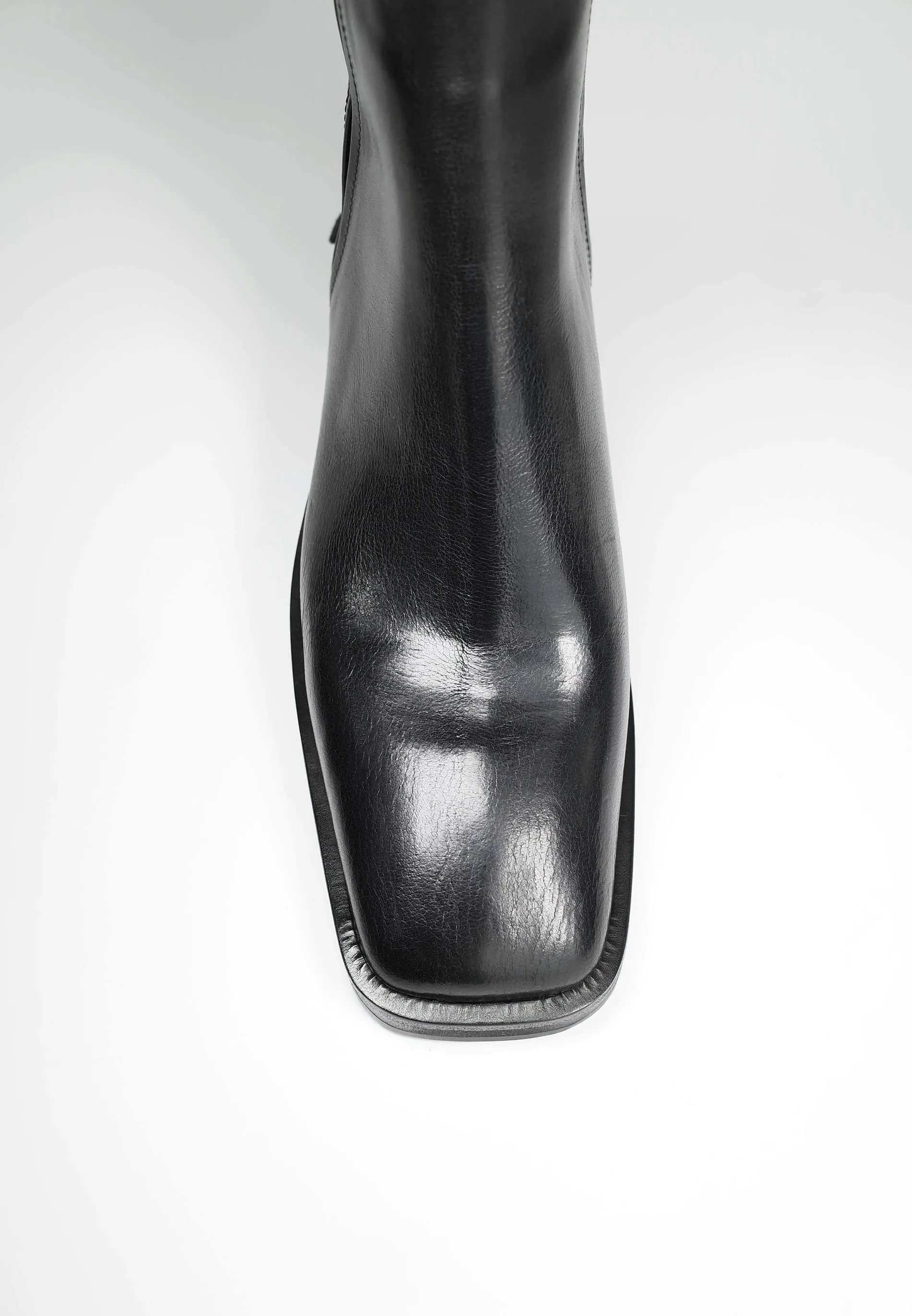 Square Toe Black Ankle Boots