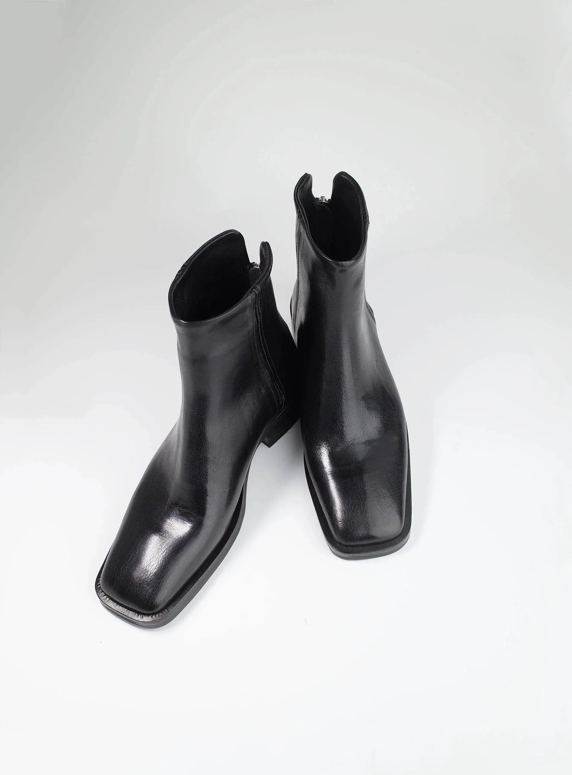 Square Toe Black Ankle Boots