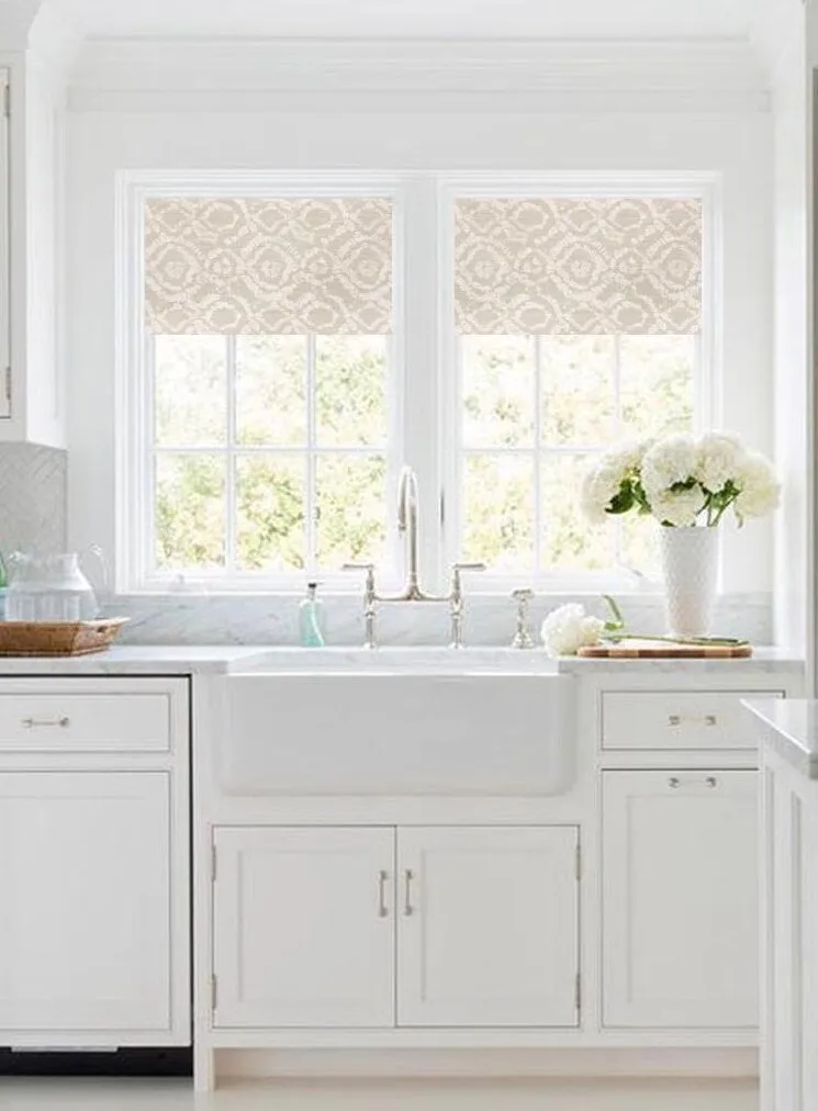 Straight Valance Custom Made in Braylon French Grey and White Cotton Slub Canvas Trellis Print, Fully Lined