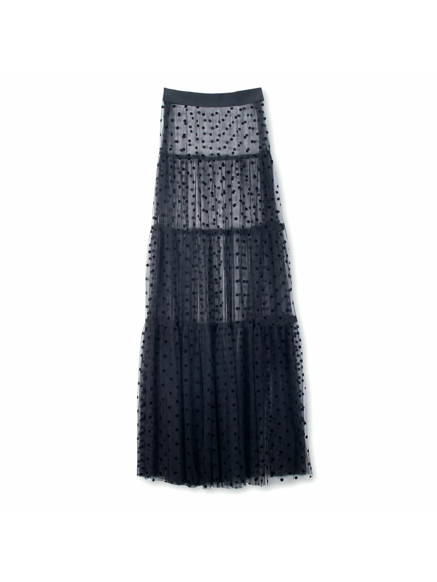 SukiSo Women's Swiss Dot Tulle Skirt in Black