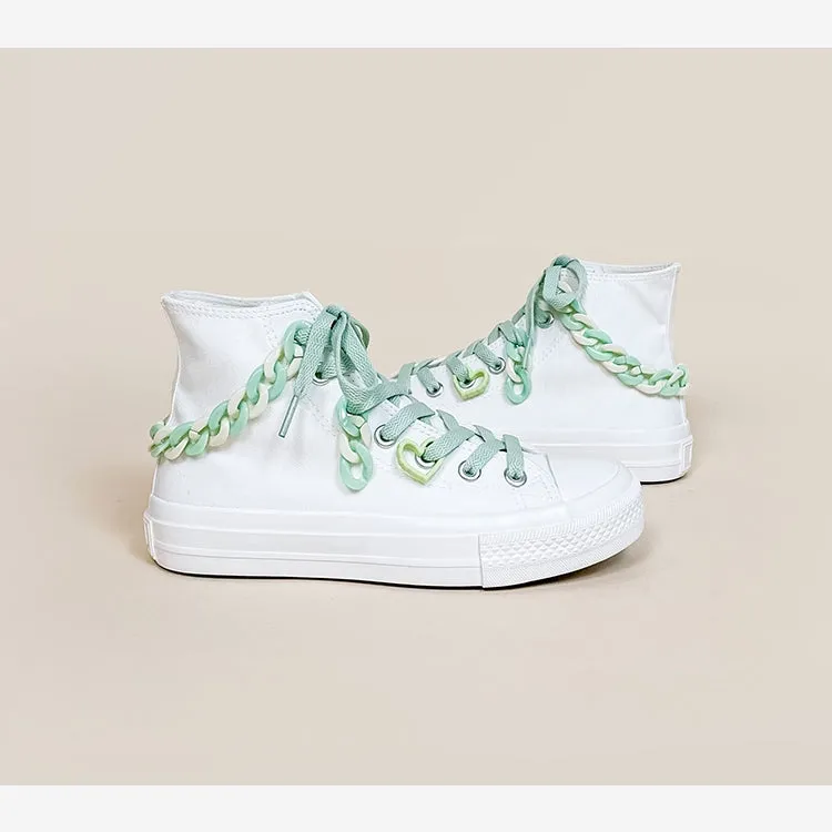Sweet Girly White High-top Canvas Shoes
