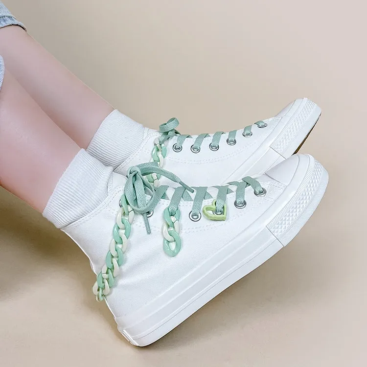 Sweet Girly White High-top Canvas Shoes