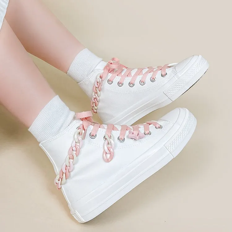 Sweet Girly White High-top Canvas Shoes