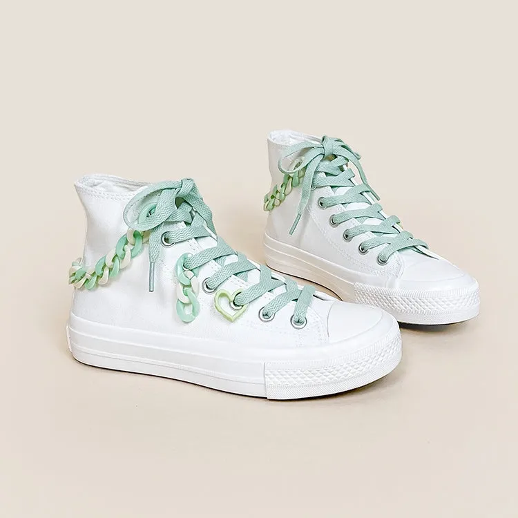 Sweet Girly White High-top Canvas Shoes