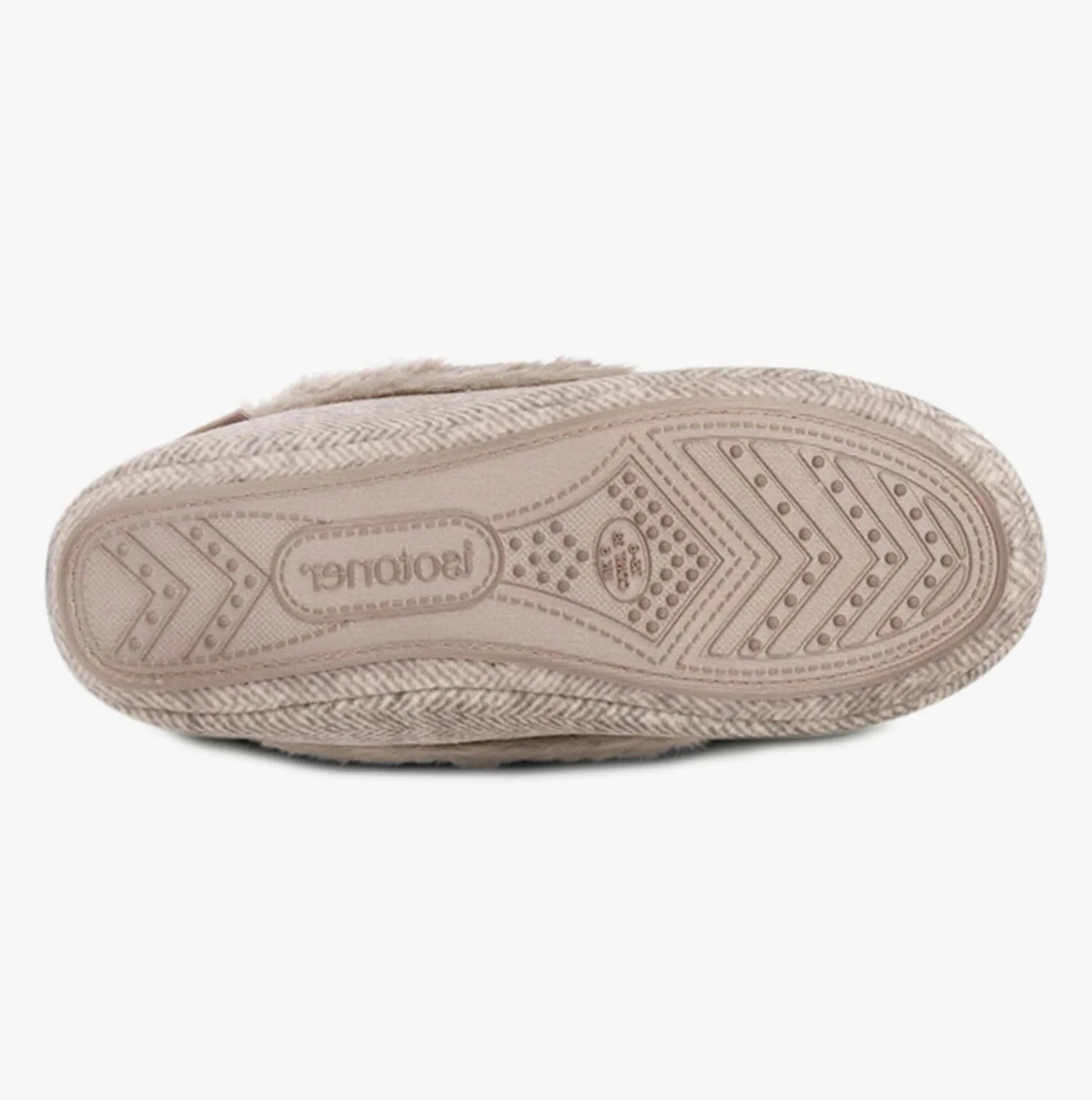 Totes Isotoner HERRINGBONE Womens Moccasin Slippers Beige