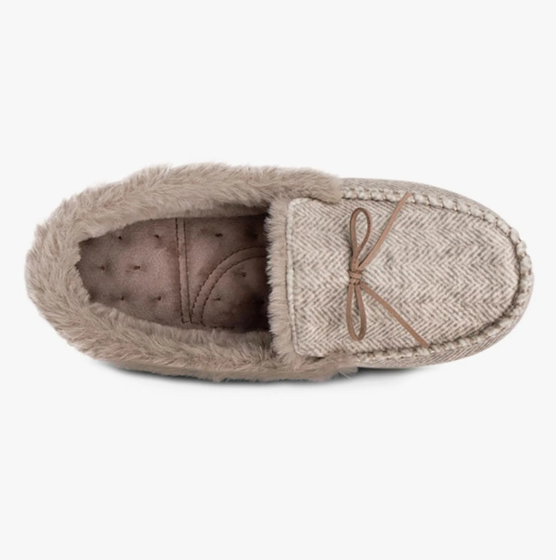 Totes Isotoner HERRINGBONE Womens Moccasin Slippers Beige