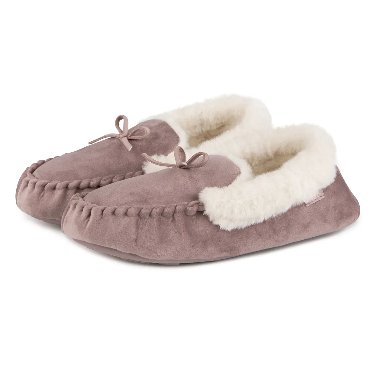Totes Toasties VELOUR MOCCASIN Slippers Womens Mink