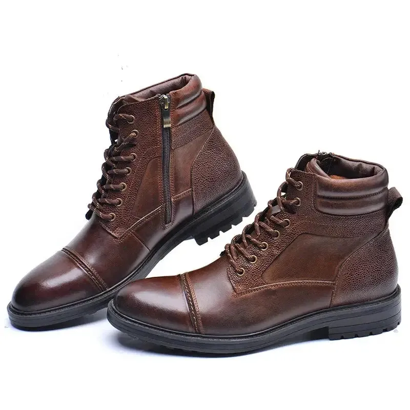 Ufficio 2 - Classic men's leather boots with zipper