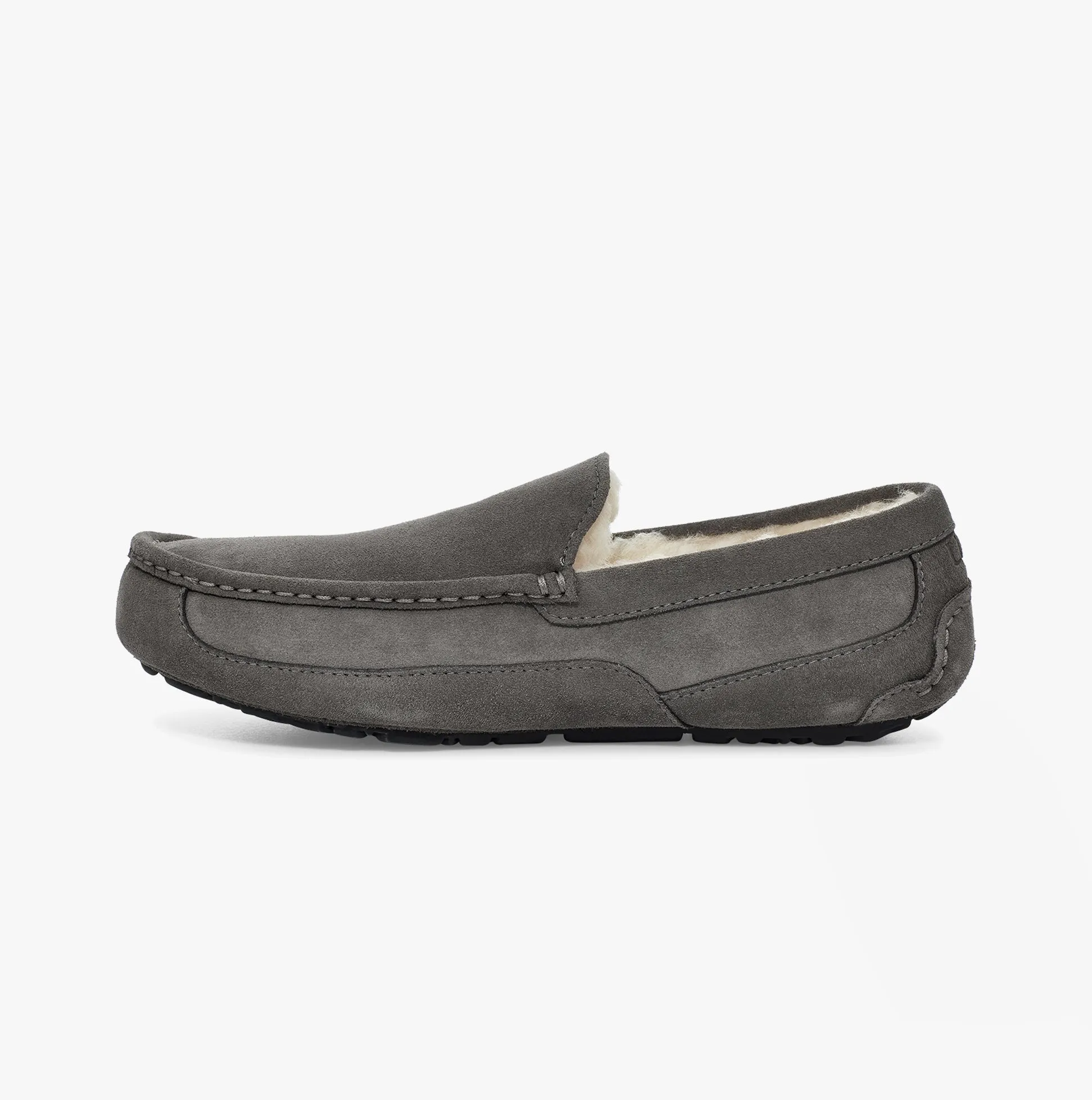 UGG ASCOT Mens Moccasin Suede Slippers Grey