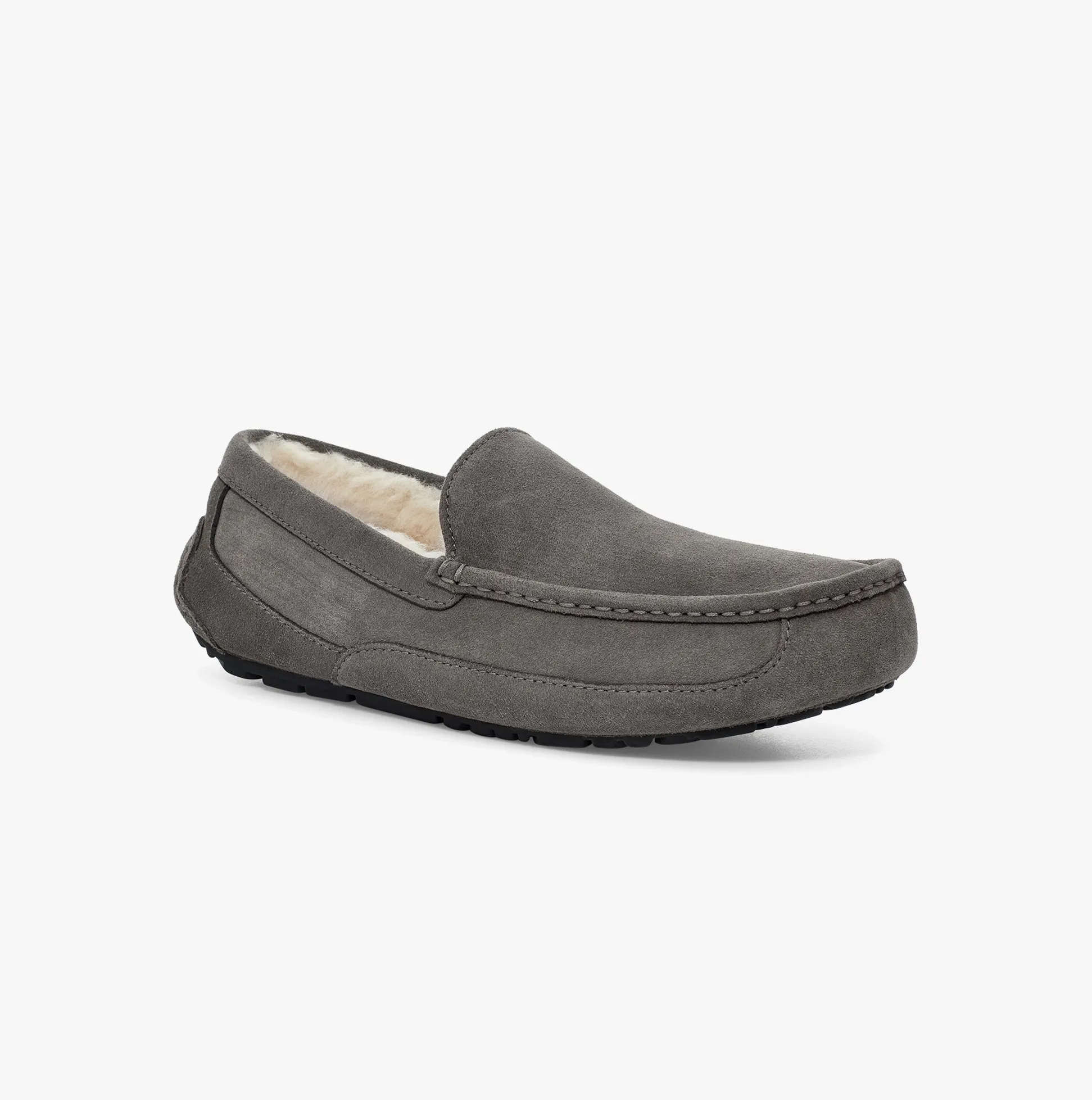 UGG ASCOT Mens Moccasin Suede Slippers Grey
