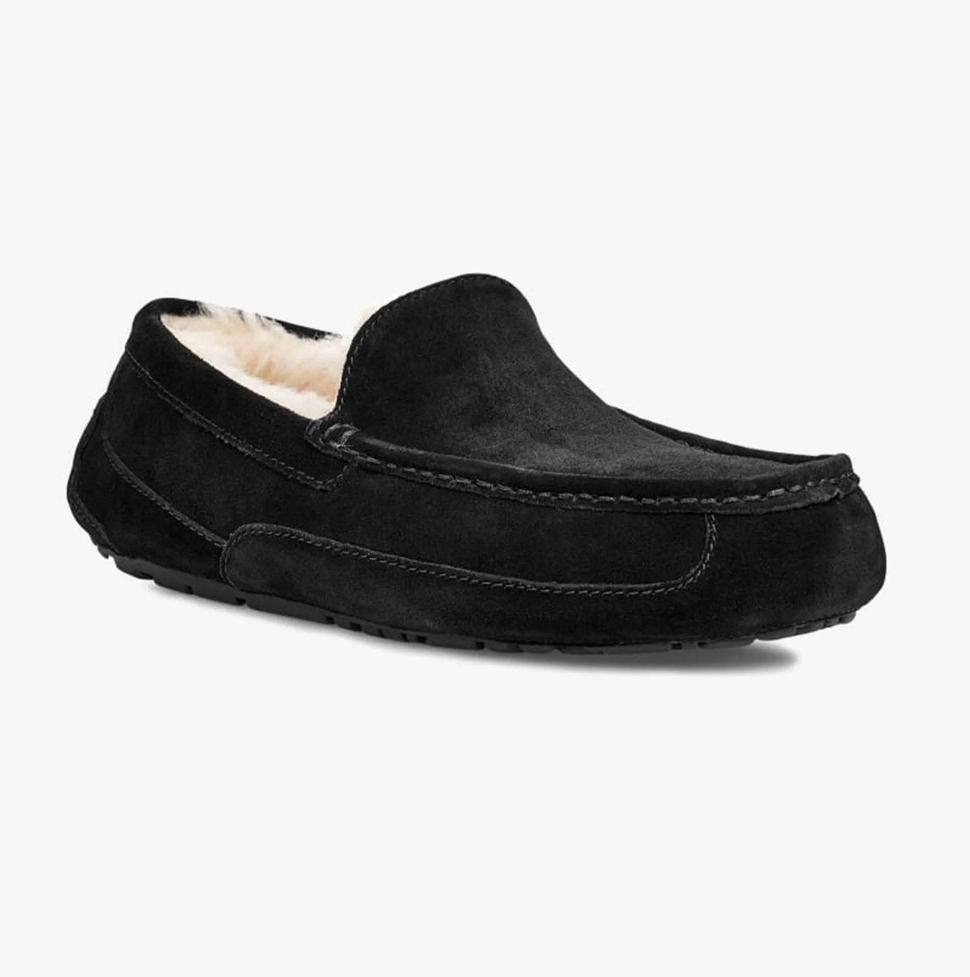 UGG ASCOT Mens Suede Moccasin Slippers Black