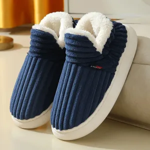 Unisex Home Men Cotton Slippers Casual Plush Shoes Warm Velvet Sneakers