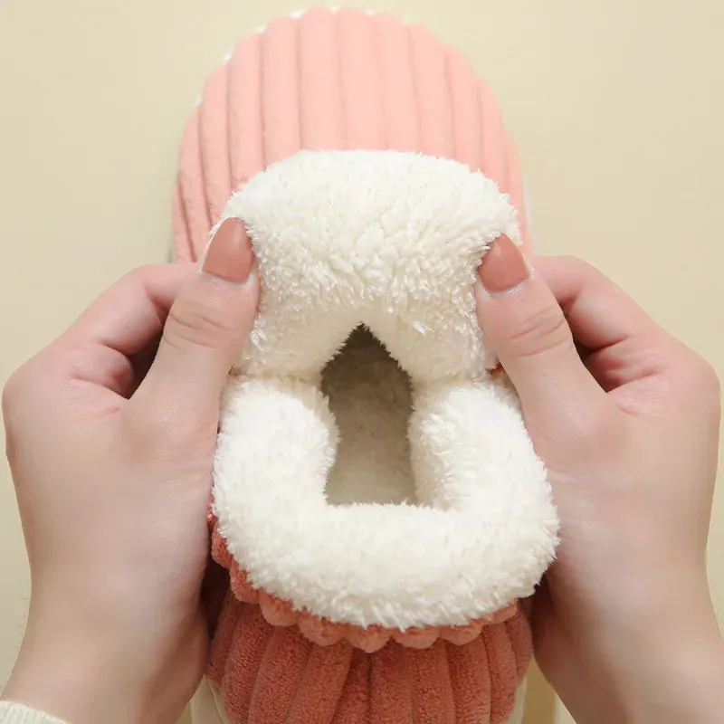 Unisex Home Men Cotton Slippers Casual Plush Shoes Warm Velvet Sneakers