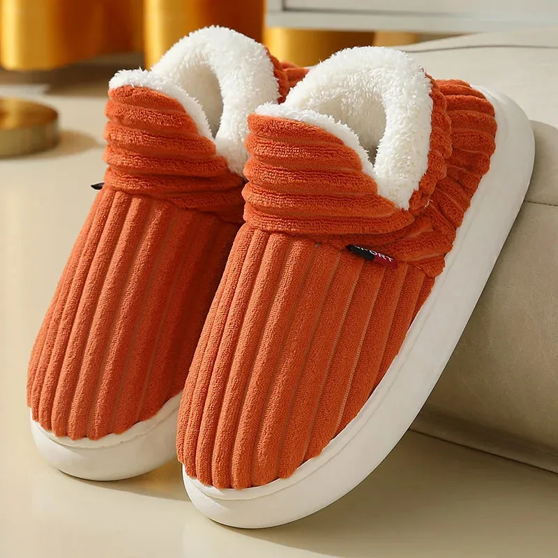 Unisex Home Men Cotton Slippers Casual Plush Shoes Warm Velvet Sneakers