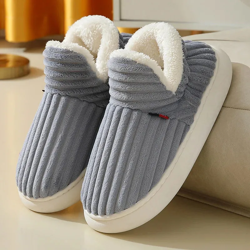 Unisex Home Men Cotton Slippers Casual Plush Shoes Warm Velvet Sneakers