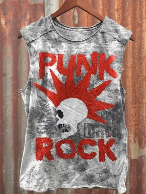 Unisex Retro Punk Music Printed Casual Tank Top