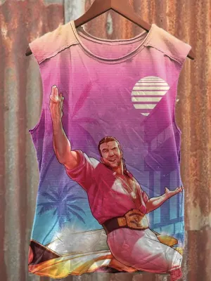 Unisex Retro Wrestling Sports Superstar Art Illustration Printed Casual Tank Top
