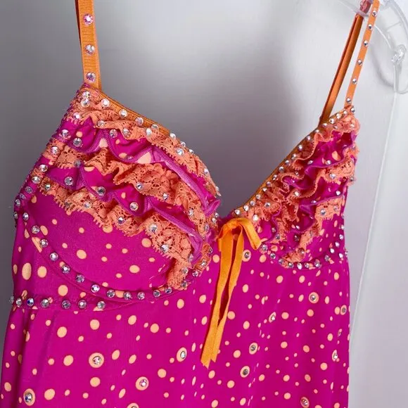 Victoria's Secret Babydoll VTG Sexy Little Things Size 34B Pink Orange Ruffle