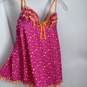 Victoria's Secret Babydoll VTG Sexy Little Things Size 34B Pink Orange Ruffle