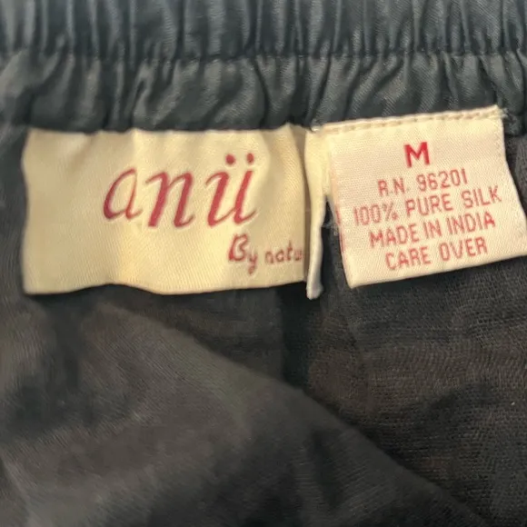 Vintage Black Maxi A-Line Skirt with Pleats, 100% Silk, Size Medium