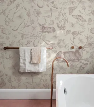 Vintage Botanic Pink Wallpaper