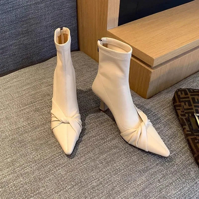 VougeVamp Patent Leather Ankle Boots – Luxury Bow Detail Winter Boots for Weddings & Parties