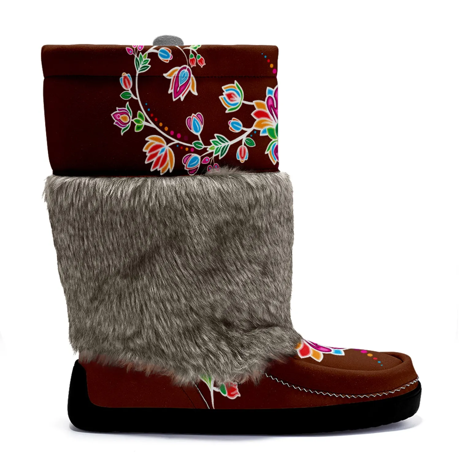 Waterbird Wildflowers Real Leather MocLux with Fur