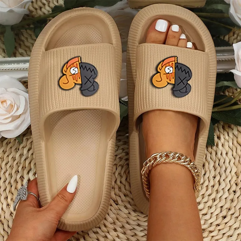 Women Cartoon Bear Decor Beach Slippers