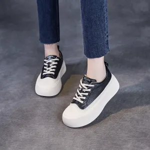 Women Fashion Plain Leather Flat Casual Shoes