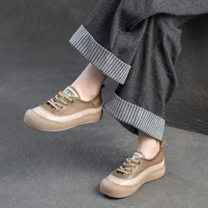 Women Retro Leather Flat Casual Shoes