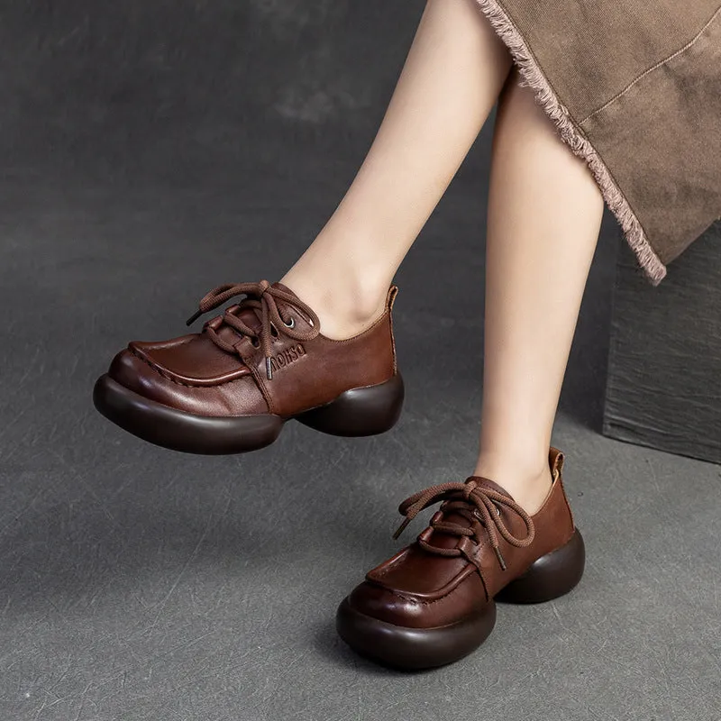 Women Retro Leather Handmade Soft Casual Shoes