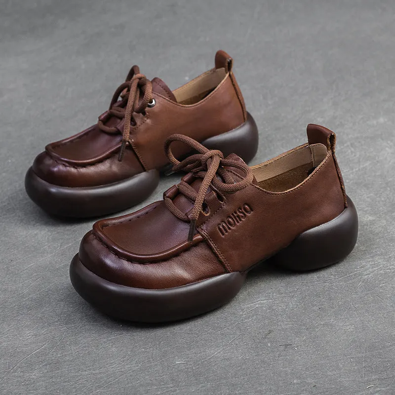 Women Retro Leather Handmade Soft Casual Shoes