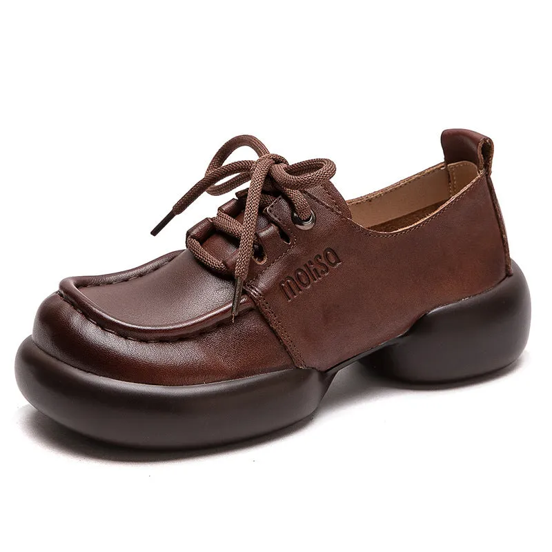 Women Retro Leather Handmade Soft Casual Shoes