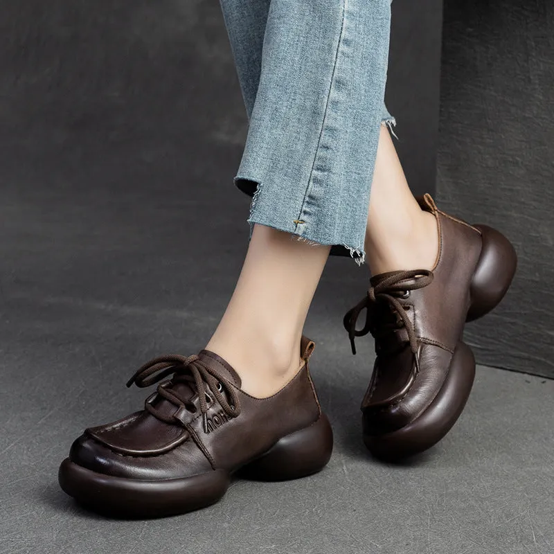 Women Retro Leather Handmade Soft Casual Shoes