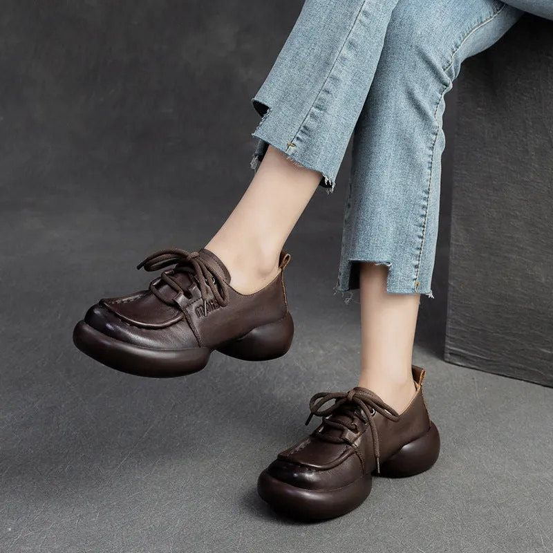 Women Retro Leather Handmade Soft Casual Shoes