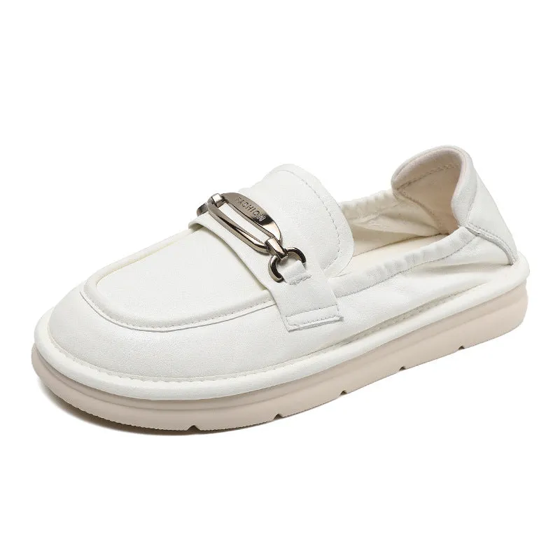 Women Retro Soft Leather Flat Casual Shoes