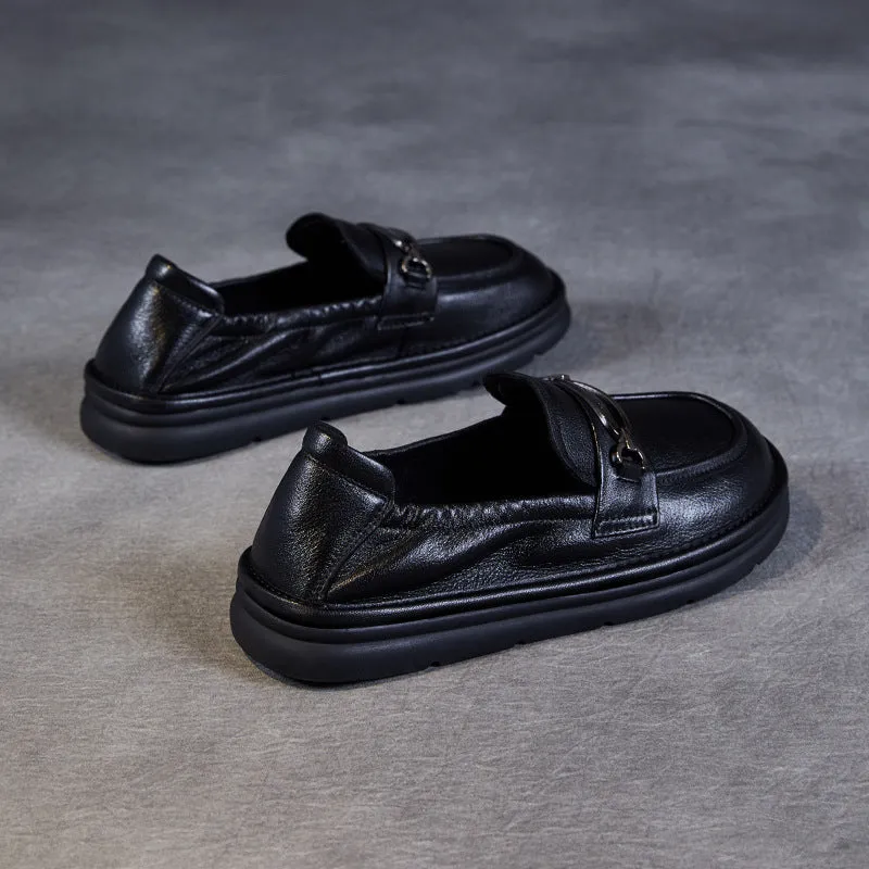 Women Retro Soft Leather Flat Casual Shoes