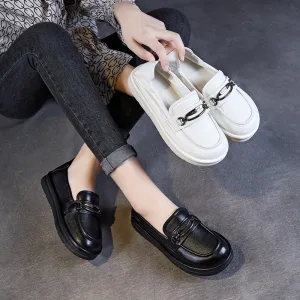 Women Retro Soft Leather Flat Casual Shoes