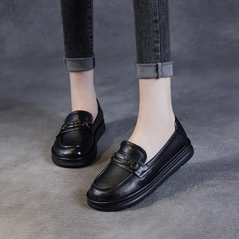 Women Retro Soft Leather Flat Casual Shoes