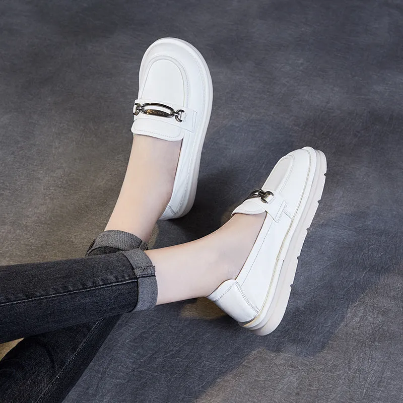 Women Retro Soft Leather Flat Casual Shoes
