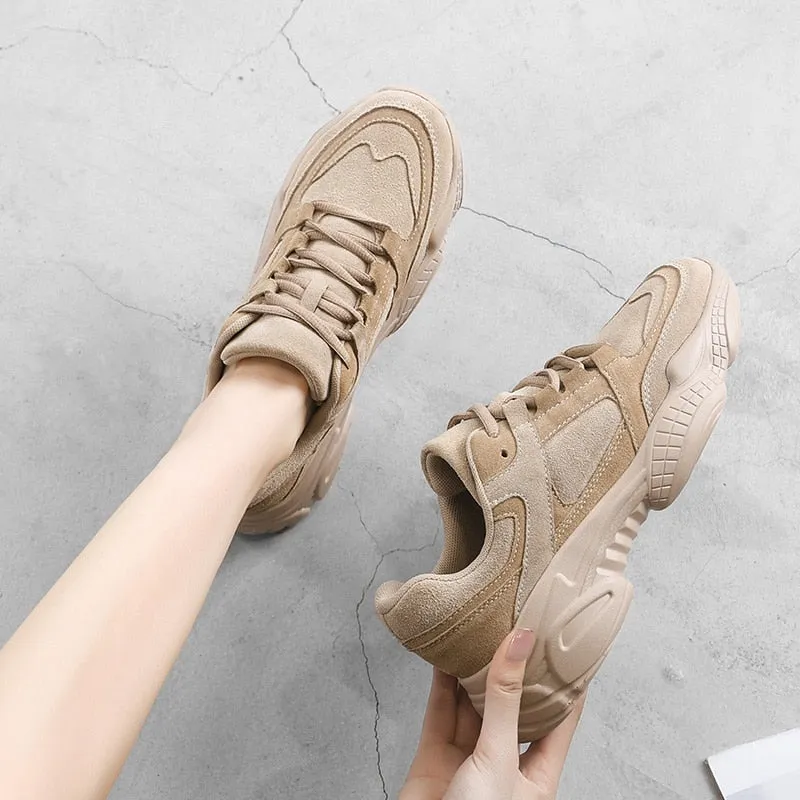 Women Sneakers Shoes White 2020 Spring Sport Thick Sole Lady Leisure Shoes Lace Up Comfortable Women Chunky Sneakers 932555