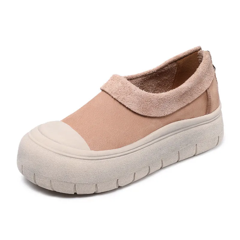 Women Solid Soft Leather Minimalism Casual Shoes