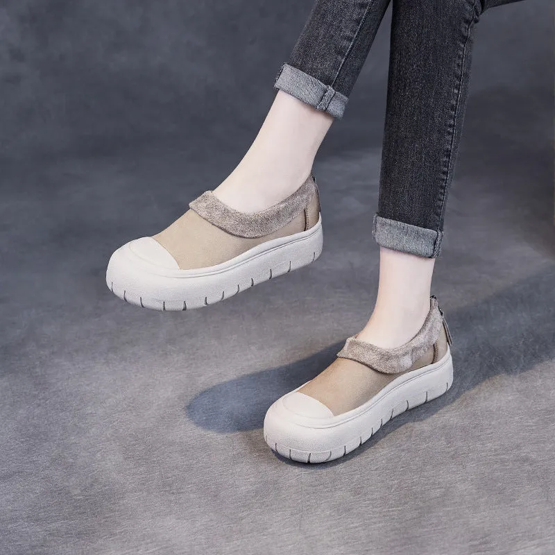 Women Solid Soft Leather Minimalism Casual Shoes