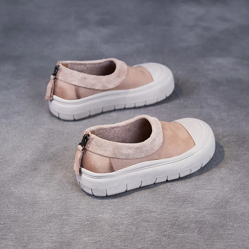 Women Solid Soft Leather Minimalism Casual Shoes