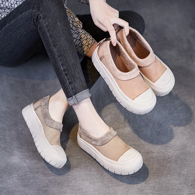 Women Solid Soft Leather Minimalism Casual Shoes