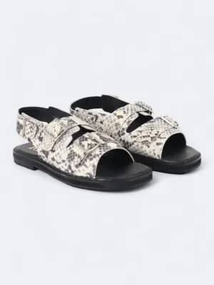 Women's Bethany Leather Tow Strap Buckle Sandal Snake,Snake