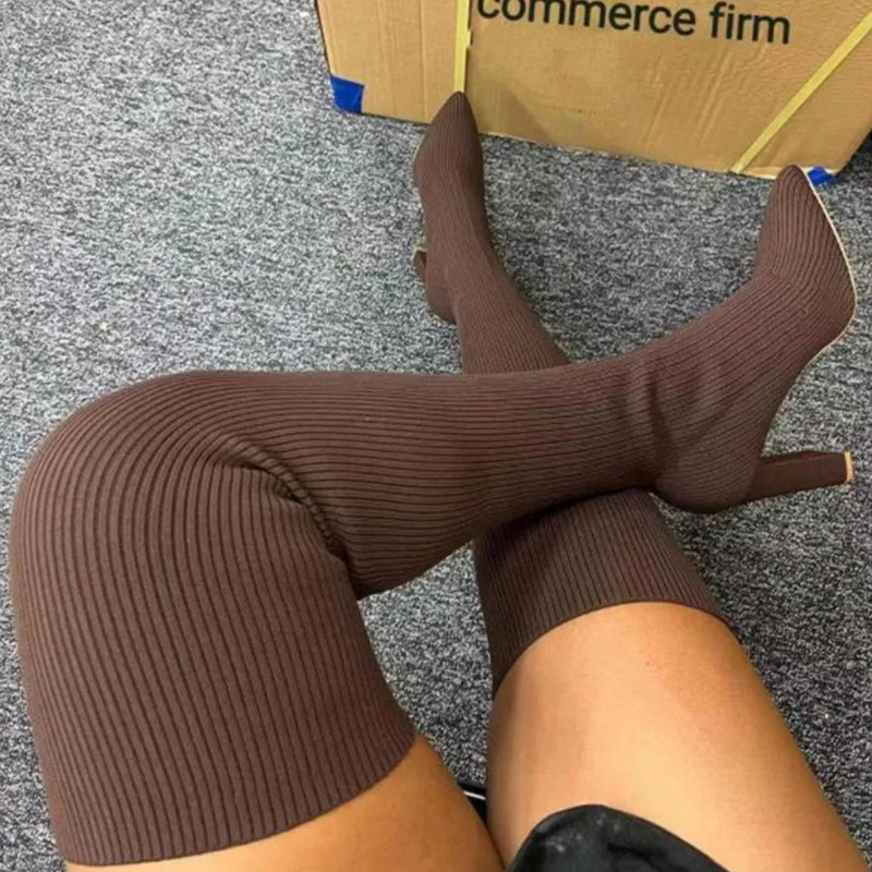 Women’s Block Heel Pointed Toe Over-the-Knee Boots