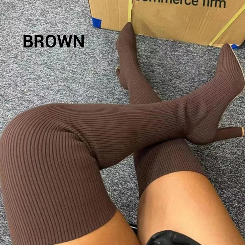 Women’s Block Heel Pointed Toe Over-the-Knee Boots